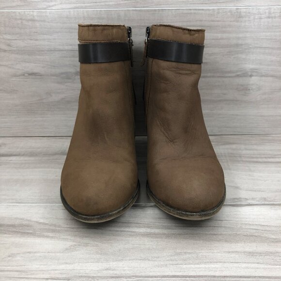 Franco Sarto Ankle Boots Womens 8M Dotty Brown Leather Zip Booties - Picture 5 of 11